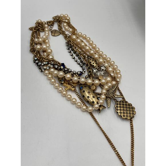 Betsey Johnson Bold MultiStrand Fish Nautical Lucite Anchor Crab Pearl Necklace - Picture 10 of 14